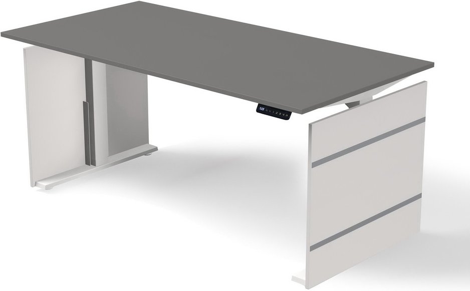 FORM 4 160 | 160x80 | Schreibtisch elektrisch höhenverstellbar - Stehschreibtisch Weiß/Graphit