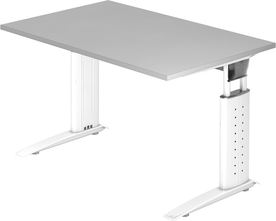 UNDA 12 W | Schreibtisch - 120 x 80 höhenverstellbar Grau/Weiß