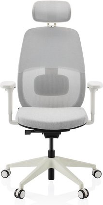 Skandis Pro | mit Kopfstütze | Rahmen: Weiß - Profi Bürostuhl Grau / Weiß