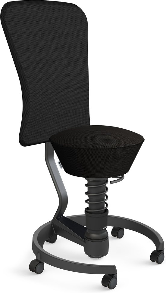 AERIS SWOPPER AIR MIT ROLLEN UND LEHNE - Swopper Low Schwarz Gestell Schwarz Mesh-Gewebe AIR