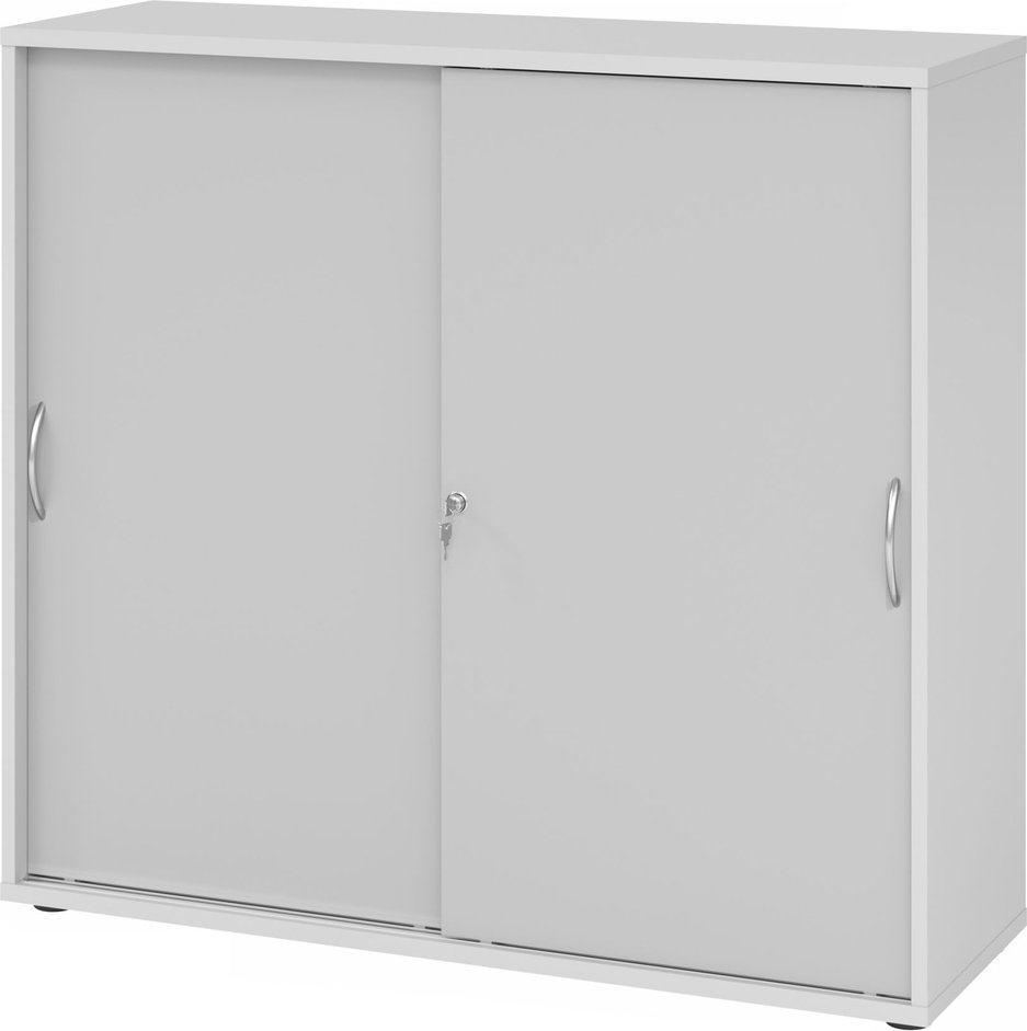 Thumbnail - BETA 1753S | Schiebetürenschrank | 3 OH - Grau Bogengriff Metall