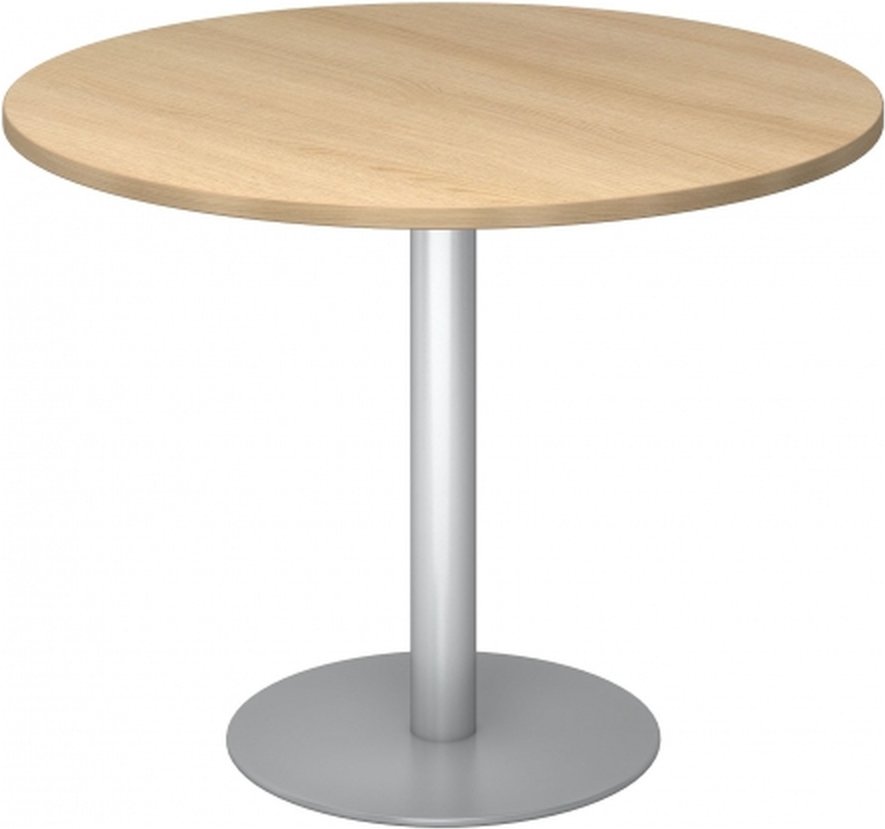 BISTRO F100R S - System Konferenztisch Eiche Silber Ø 100