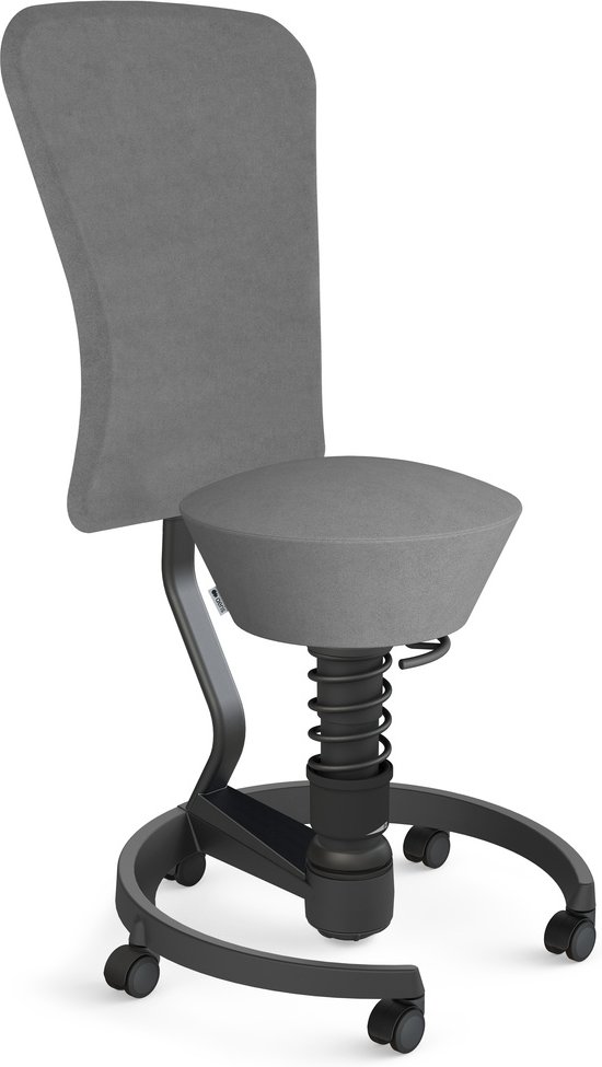 Thumbnail - AERIS SWOPPER MIT ROLLEN UND LEHNE - Swopper Low Mikrofaser Grau Gestell Schwarz