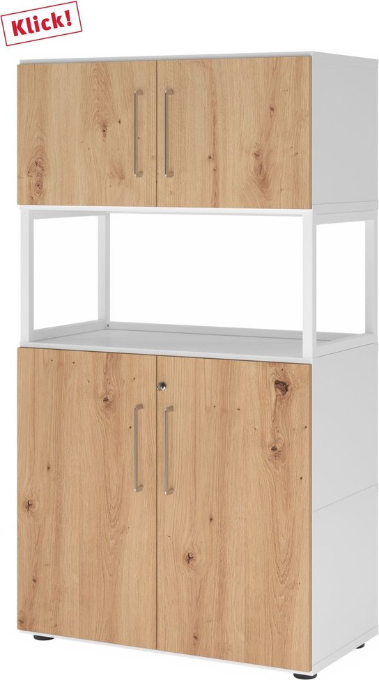 Thumbnail - FlexWall | 4 OH | 2 x Türen + Rahmen | mit Stellfüßen - Weiß/Asteiche