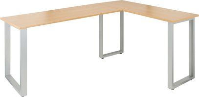 WORKSPACE BASIC I | 165x120 - Eckschreibtisch Buche / Silber