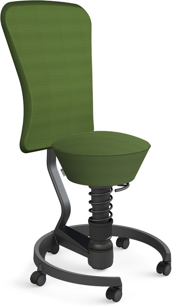 AERIS SWOPPER AIR MIT ROLLEN UND LEHNE - Swopper Low Grün Gestell Schwarz Mesh-Gewebe AIR