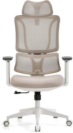 ERGOMY W | Stoff / Netz | Rahmen: Weiß - Profi Bürostuhl Beige