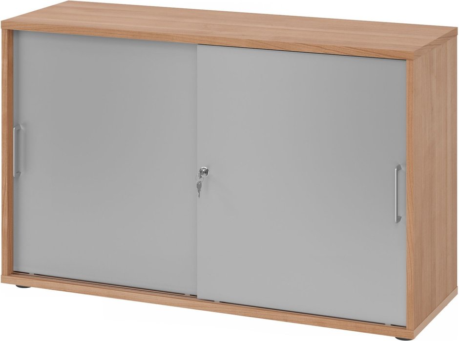 Thumbnail - BETA 1752S | Schiebetürenschrank | 2 OH - Nussbaum/Silber Metallgriff