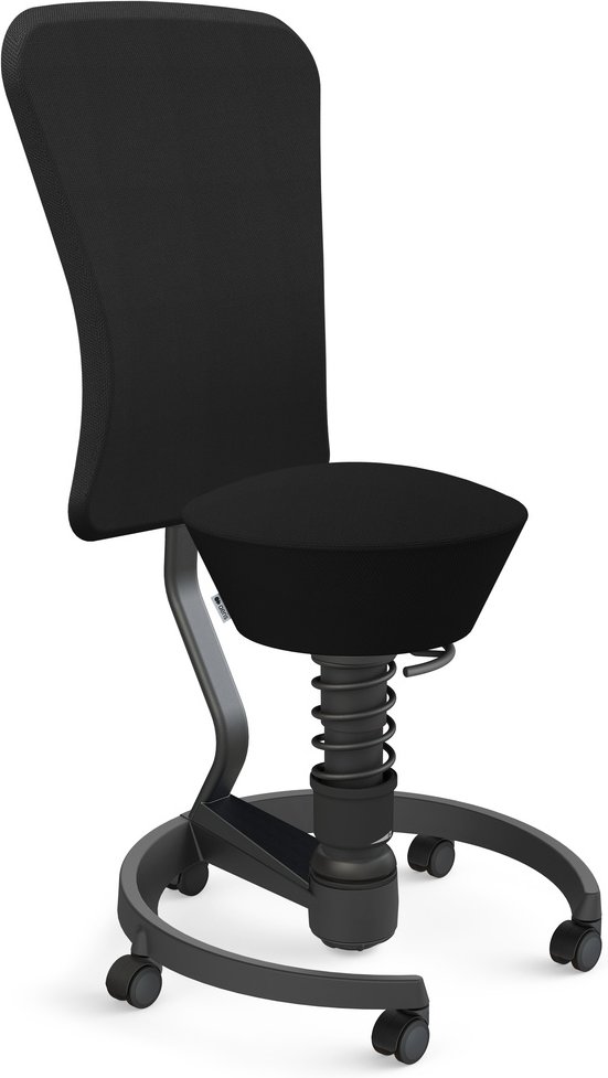 AERIS SWOPPER MIT ROLLEN UND LEHNE - Swopper Low Wollmischung Schwarz Gestell Schwarz