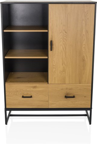 AMIO H - Büroschrank Schwarz/Eiche