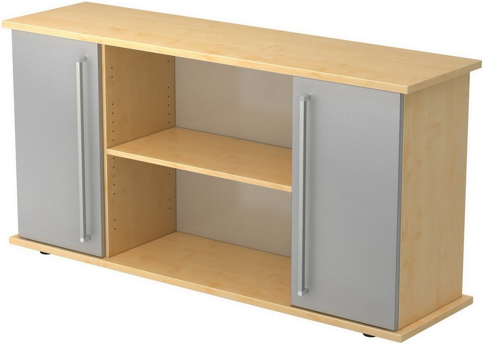 KAPA SB | Sideboard | mit Türen - Ahorn/Silber Chromgriff Metall