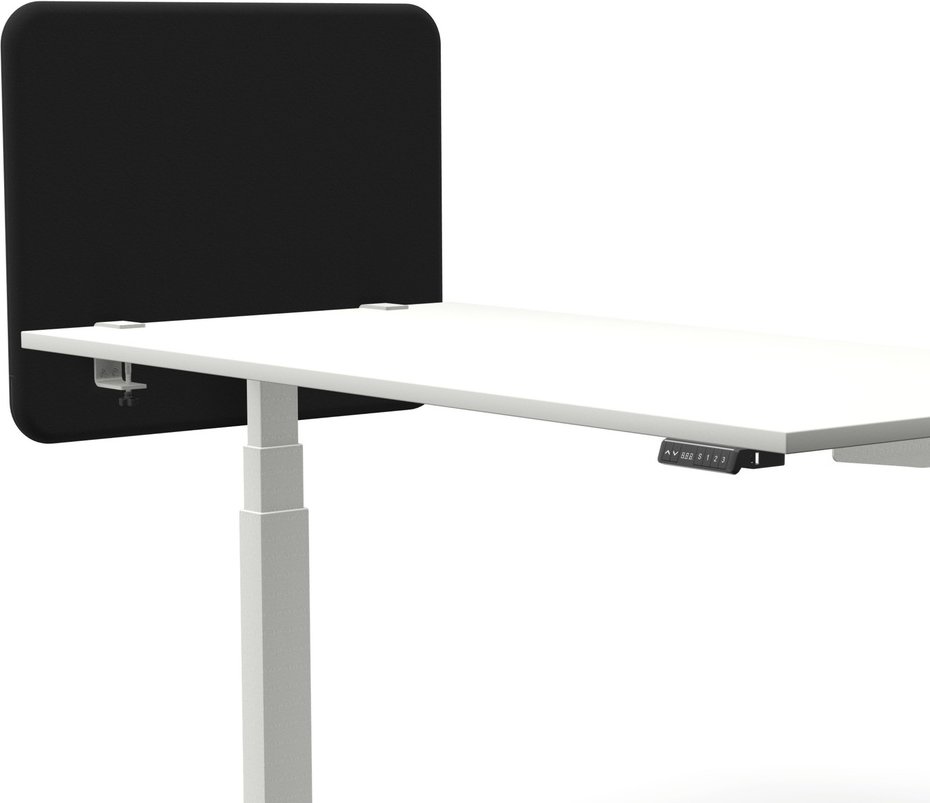 Tystiq | 80 cm | S | Klemme Weiß - Tischtrennwand Graphit/Weiß