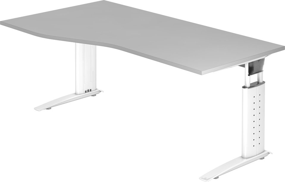 UNDA 18 W | Schreibtisch - 180 x 100 höhenverstellbar Grau/Weiß