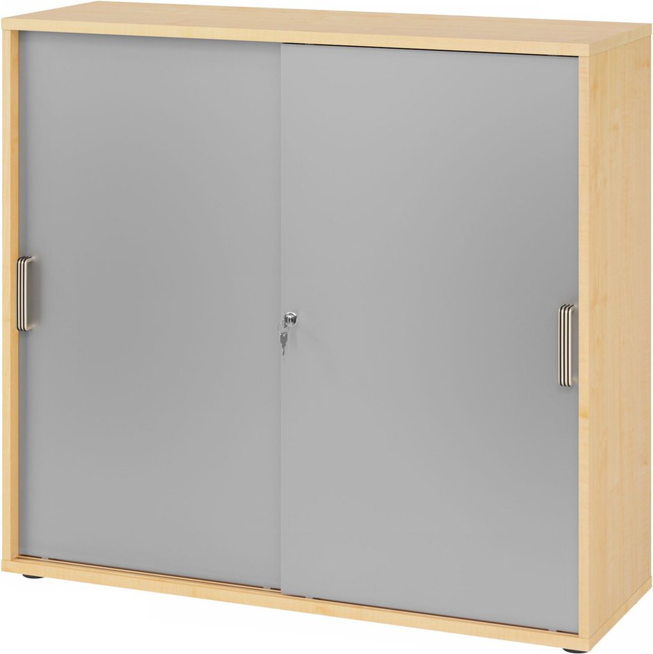 Thumbnail - BETA 1753S | Schiebetürenschrank | 3 OH - Ahorn/Silber Streifengriff Kunststoff