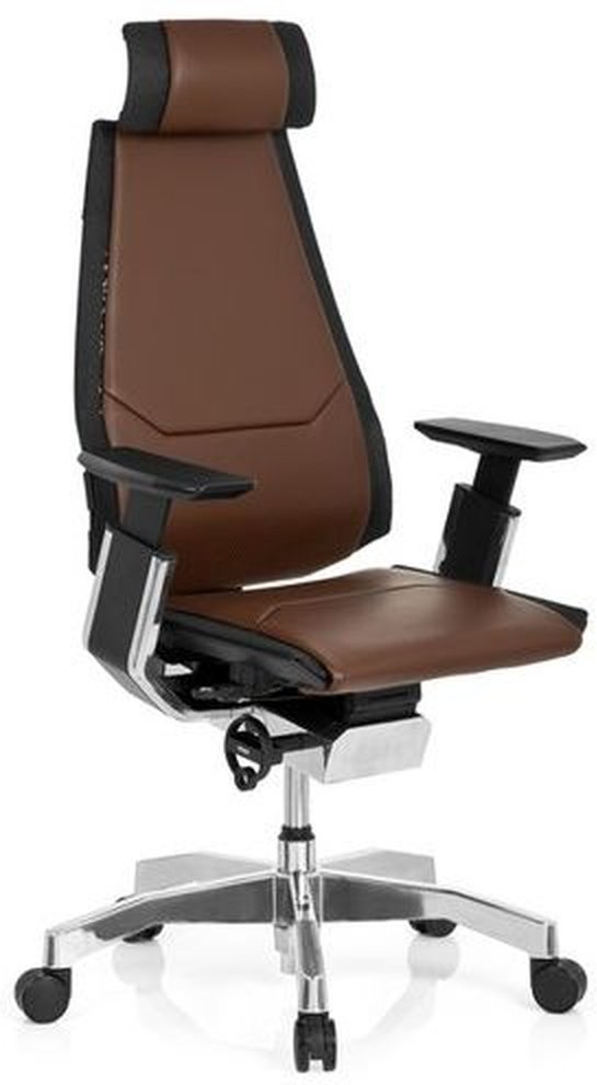 GENIDIA PRO | Leder - High End Bürostuhl Braun / Schwarz