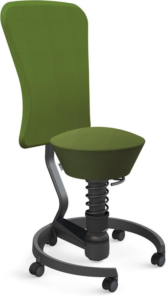 AERIS SWOPPER MIT ROLLEN UND LEHNE - Swopper Low Wollmischung Grün Gestell Schwarz