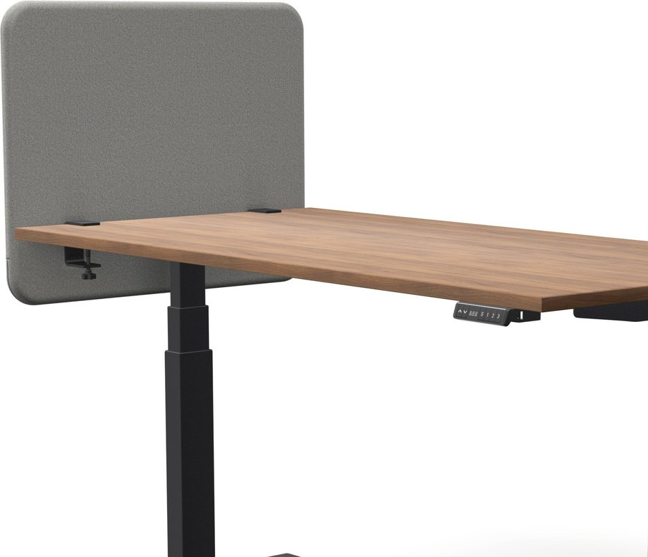 Tystiq | 80 cm | S | Klemme Schwarz - Tischtrennwand Hellgrau/Schwarz