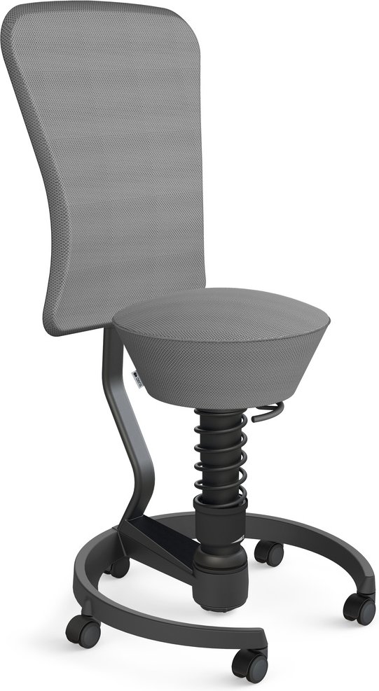 AERIS SWOPPER AIR MIT ROLLEN UND LEHNE - Swopper Standard Grau Gestell Schwarz Mesh-Gewebe AIR