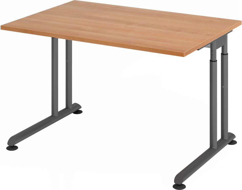ZENO 12 G | Schreibtisch - 120 x 80 höhenverstellbar Nussbaum/Graphit