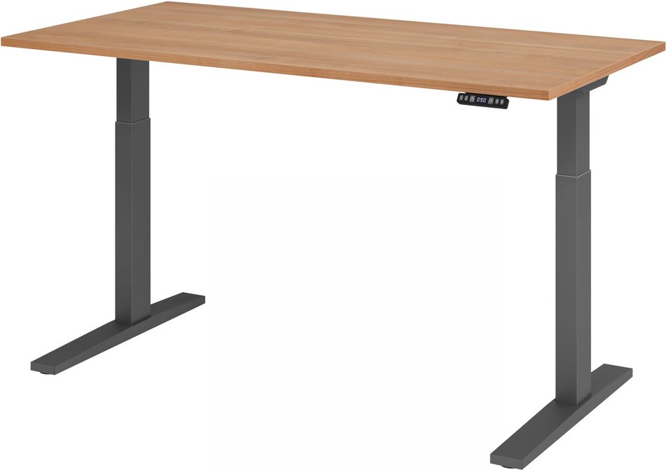 XMKA 16 G | Schreibtisch - 160 x 80 Nussbaum elektrisch höhenverstellbar