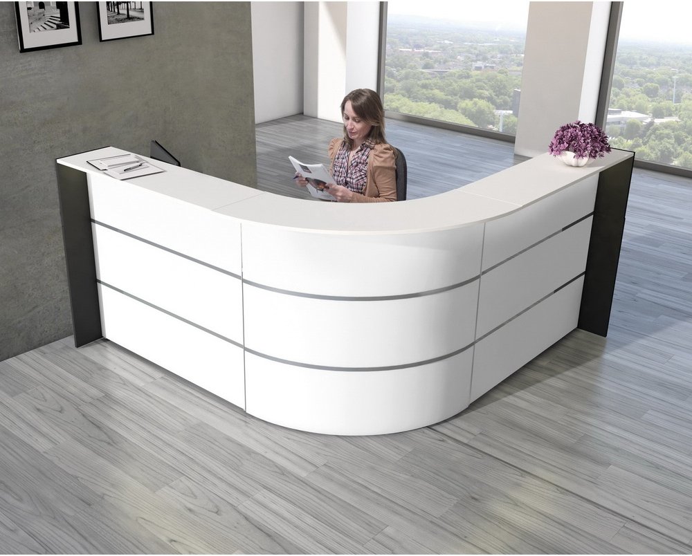 BILBAO III | Winkeltheke - Empfangstheke Weiß/Anthrazit