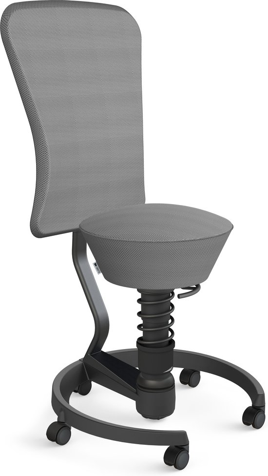 AERIS SWOPPER AIR MIT ROLLEN UND LEHNE - Swopper Low Grau Gestell Schwarz Mesh-Gewebe AIR