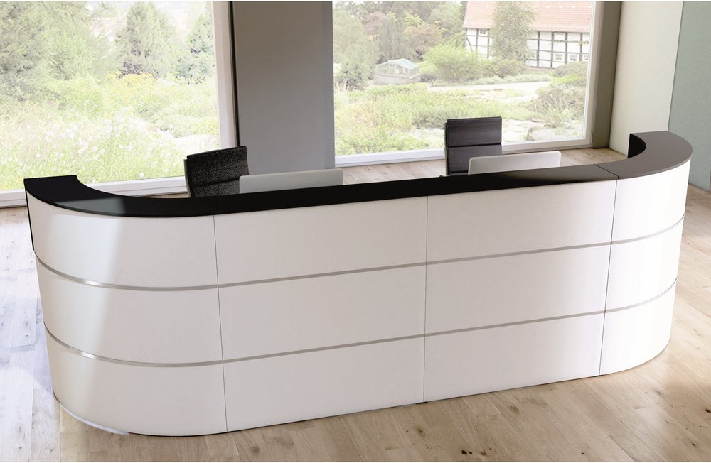 Centu 7 | Bogentheke - Empfangstheke Weiß/Anthrazit