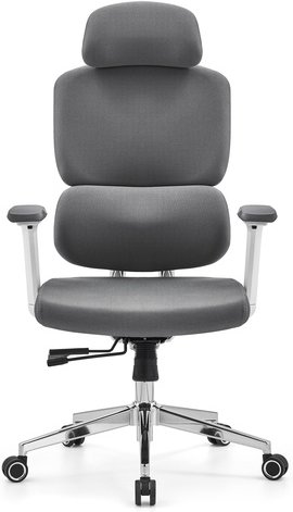 Ergomy WF 2 | Stoff | Rahmen: Weiß - Profi Bürostuhl Grau