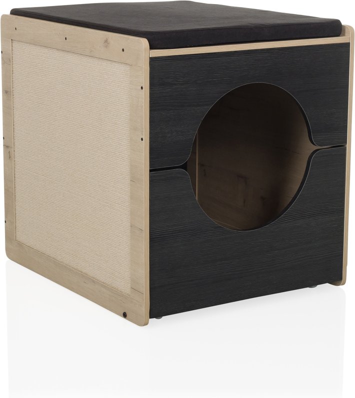 KITTY PAWBOX 2 - Katzenhaus Schwarz/Eiche