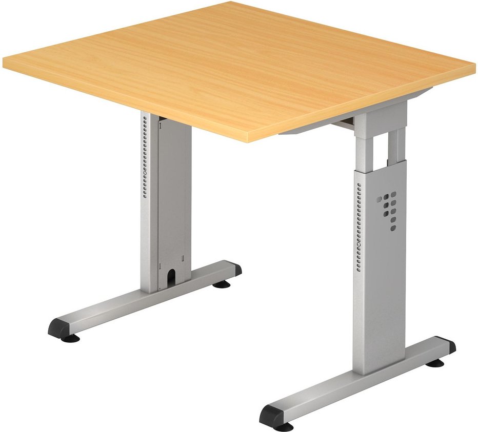 MEGA 8 S | Schreibtisch - 80 x 80 Buche/Silber höhenverstellbar