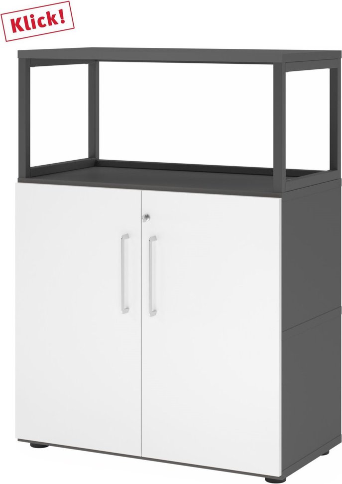 FlexWall | 3 OH | Türen + Rahmen | mit Stellfüßen - Graphit/Weiß