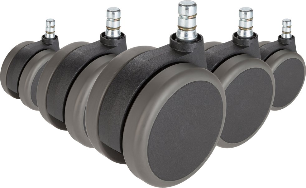 5x ROLO No-Noise 11mm/75mm | Hartböden - Stuhlrollen Schwarz