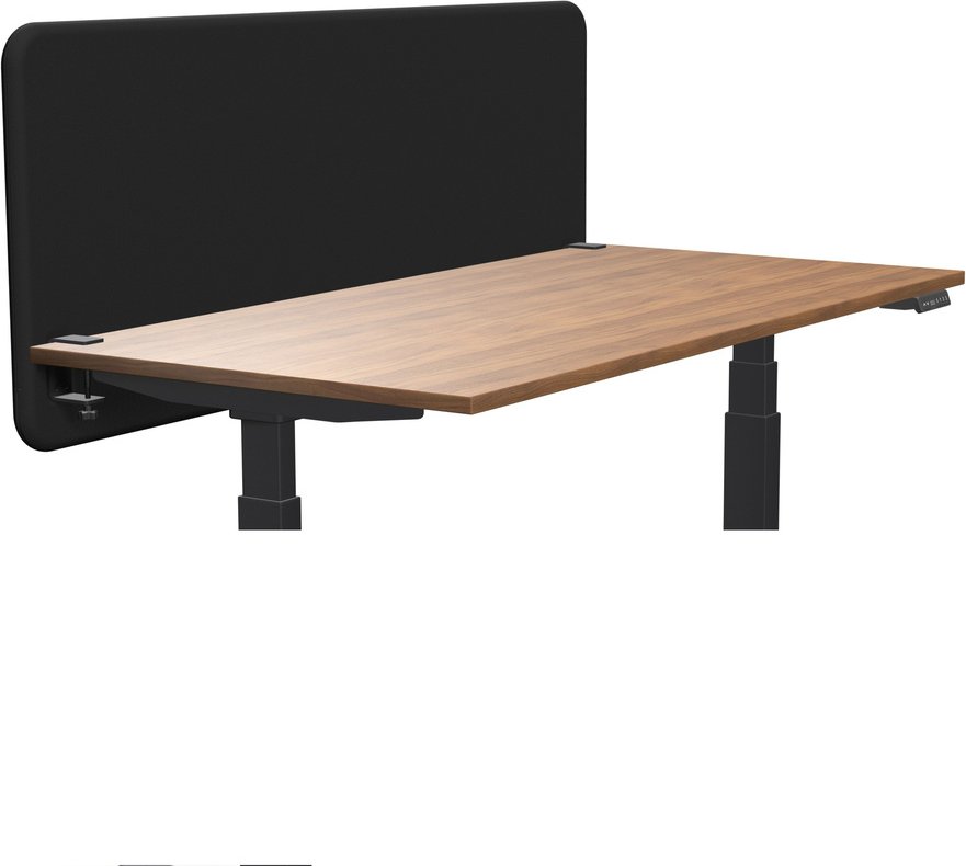 Tystiq | 160 cm | L | Klemme Schwarz - Tischtrennwand Graphit/Schwarz
