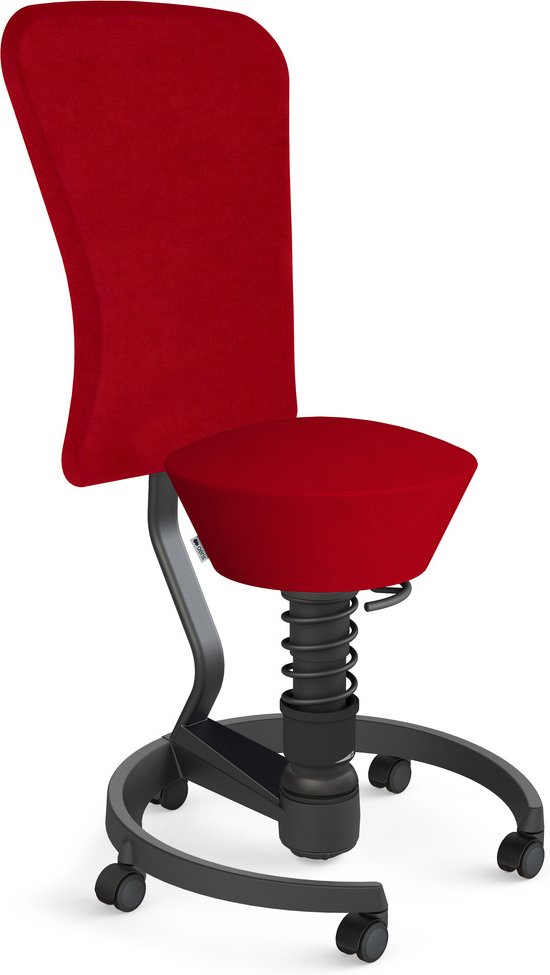 AERIS SWOPPER MIT ROLLEN UND LEHNE - Swopper Low Mikrofaser Rot Gestell Schwarz