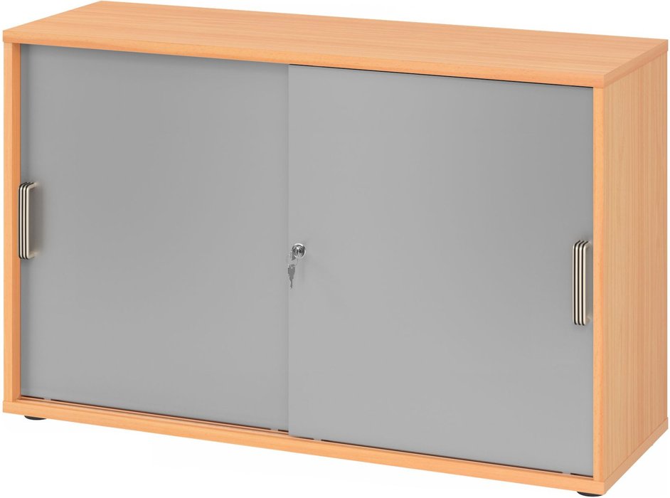 Thumbnail - BETA 1752S | Schiebetürenschrank | 2 OH - Buche/Silber Streifengriff Kunststoff