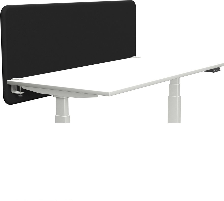 Tystiq | 160 cm | L | Klemme Weiß - Tischtrennwand Graphit/Weiß