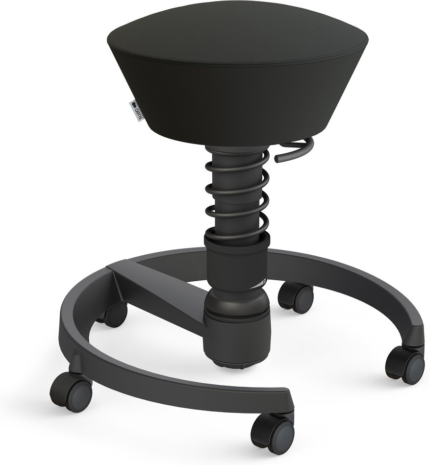 AERIS SWOPPER MIT ROLLEN - Swopper Low Leder Schwarz Gestell Schwarz