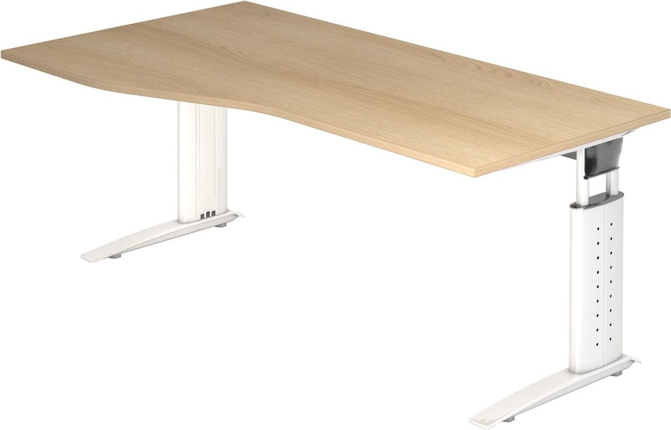 UNDA 18 W | Schreibtisch - 180 x 100 höhenverstellbar Eiche/Weiß