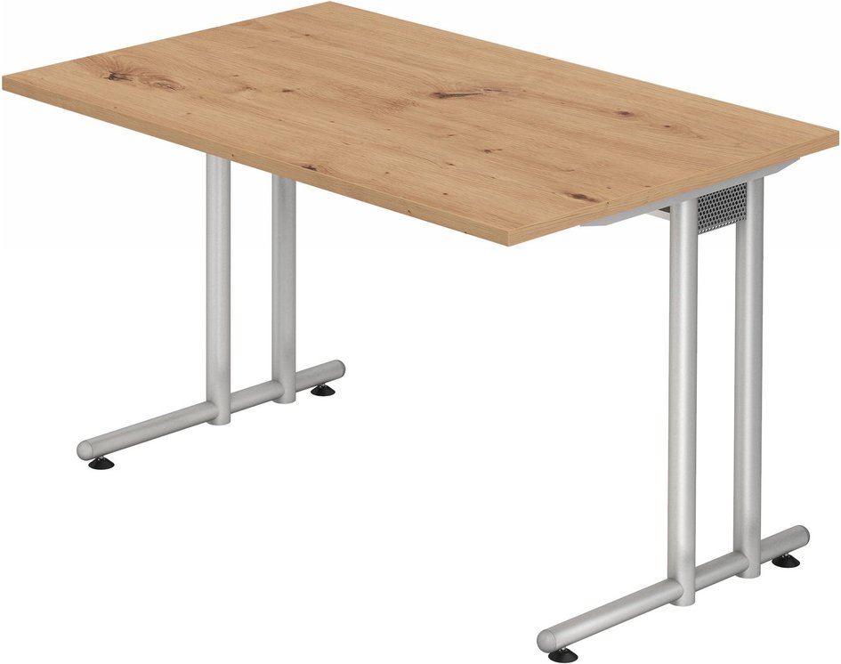 NANO 12 S | Schreibtisch - 120 x 80 Asteiche/Silber