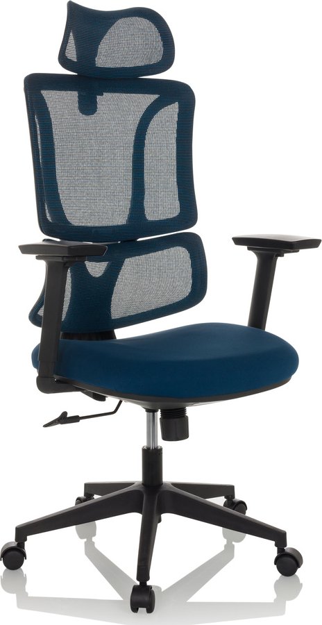 ERGOMY | Stoff / Netz | Rahmen: Schwarz - Home Office Bürostuhl Blau