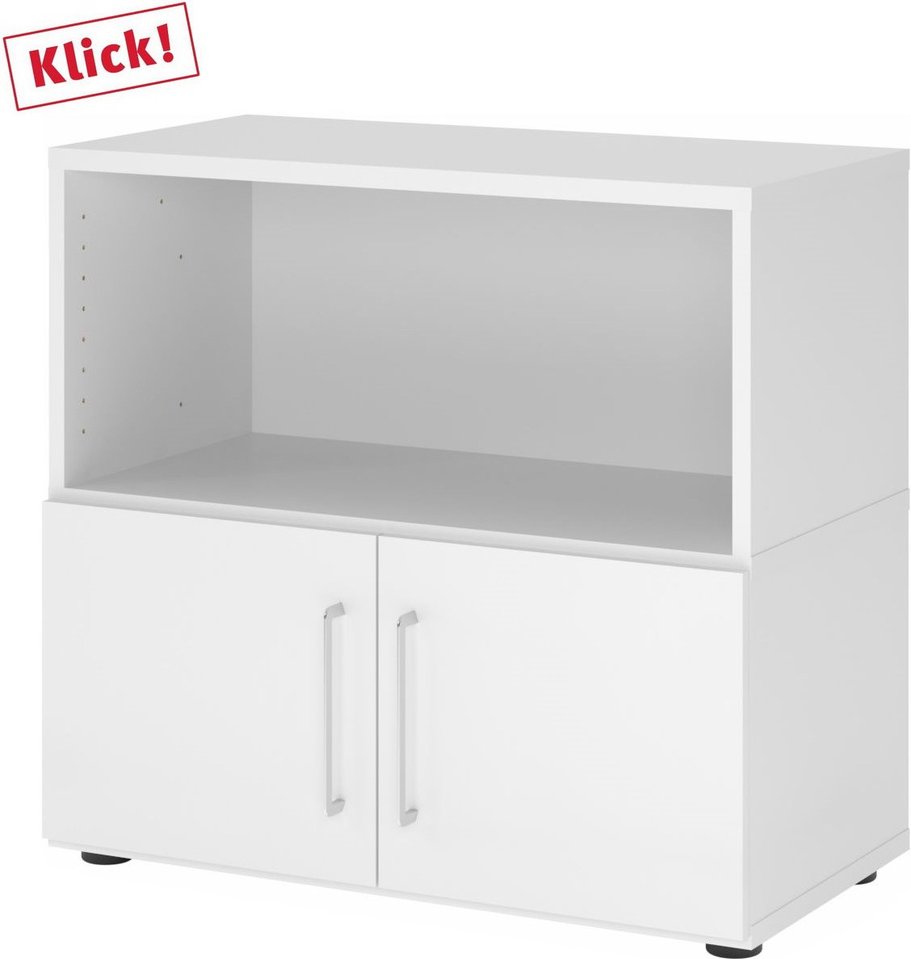 FlexWall | 2 OH | Türen + Korpus | mit Stellfüßen - Weiß/Weiß