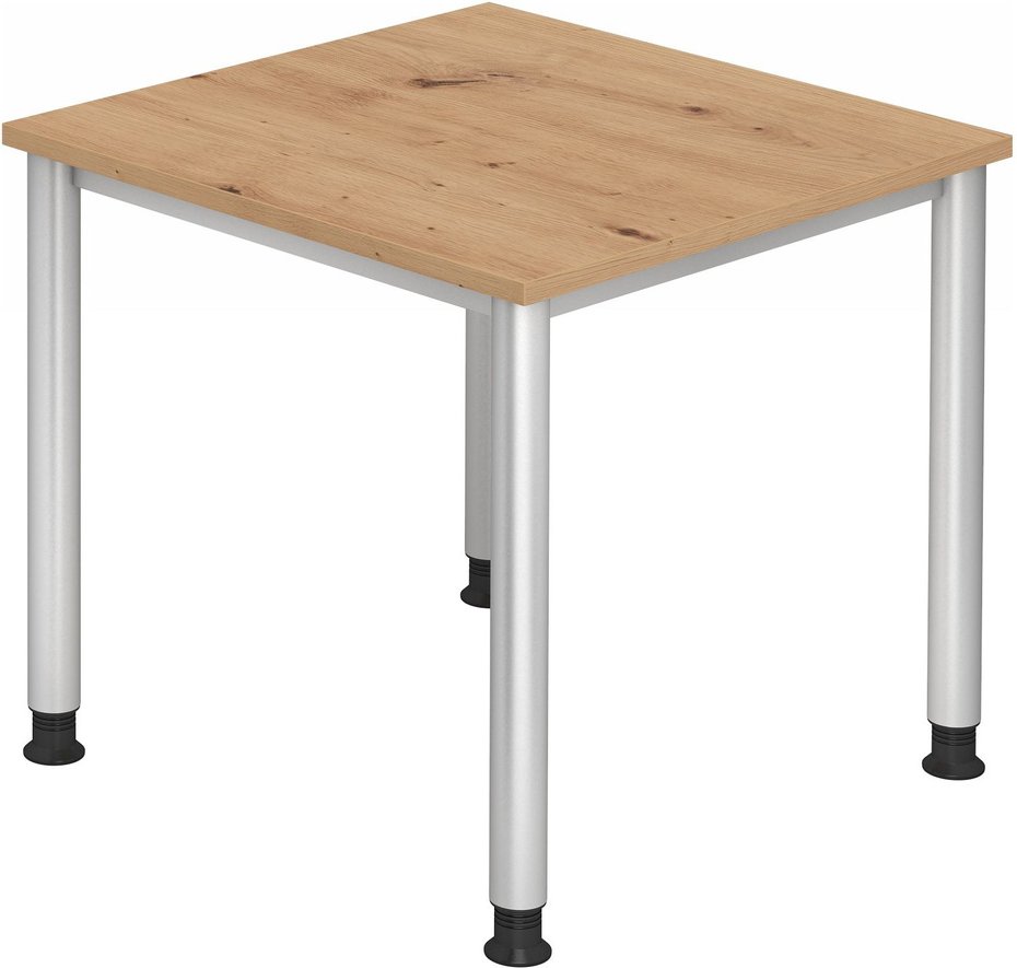 HILO 8 S | Schreibtisch - 80 x 80 höhenverstellbar Asteiche