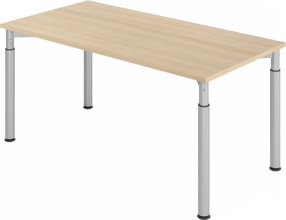 YAMA 16 S | Schreibtisch - 160 x 80 Eiche/Silber höhenverstellbar