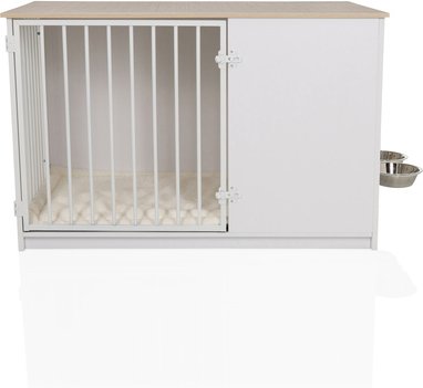 PAWHOME XL - Hundebox Weiß/Eiche