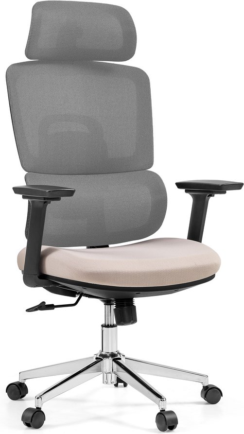 Ergomy Pro | Netzstoff / Stoff - Profi Bürostuhl Grau / Beige