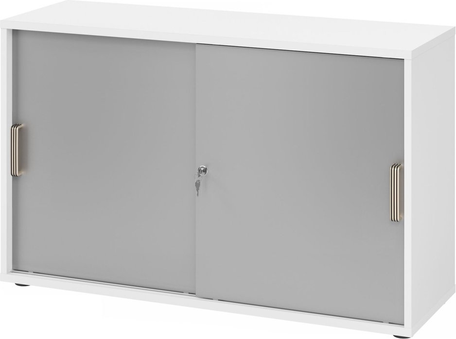 Thumbnail - BETA 1752S | Schiebetürenschrank | 2 OH - Streifengriff Kunststoff Weiß/Silber