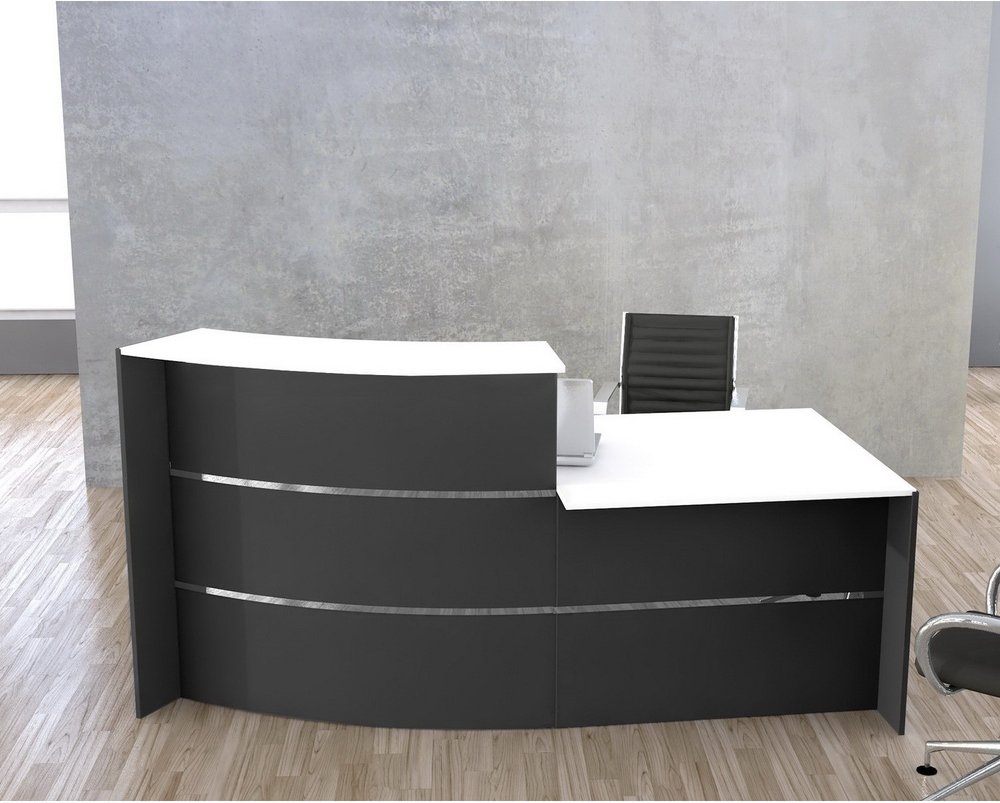 BILBAO II | Bogentheke mit Beratungsplatz - Empfangstheke Anthrazit/Weiß