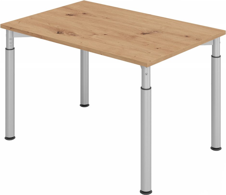Thumbnail - YAMA 12 S | Schreibtisch - 120 x 80 höhenverstellbar Asteiche/Silber