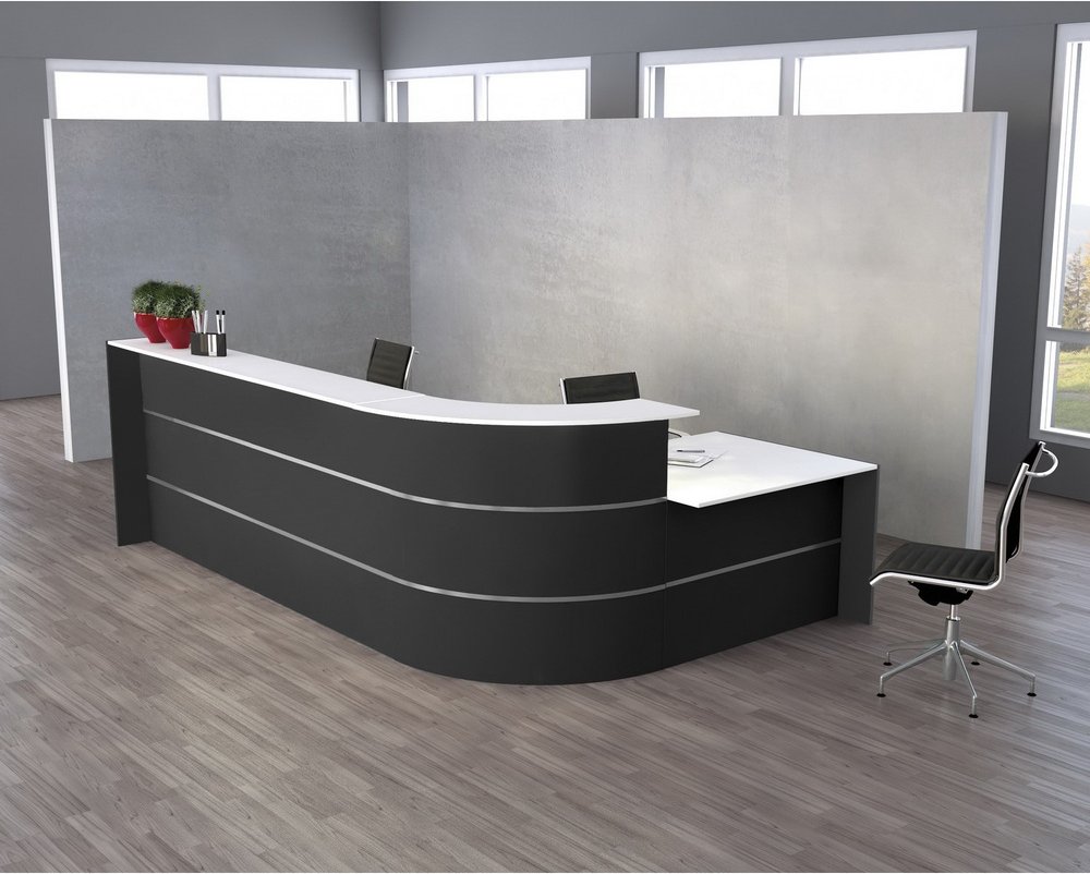 BILBAO V | Große L-Theke mit Beratungsplatz - Empfangstheke Anthrazit/Weiß