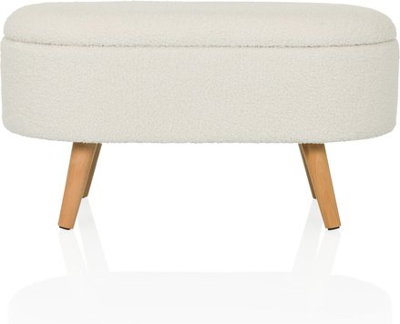 STORIANO | Stoff - Polsterhocker Weiß